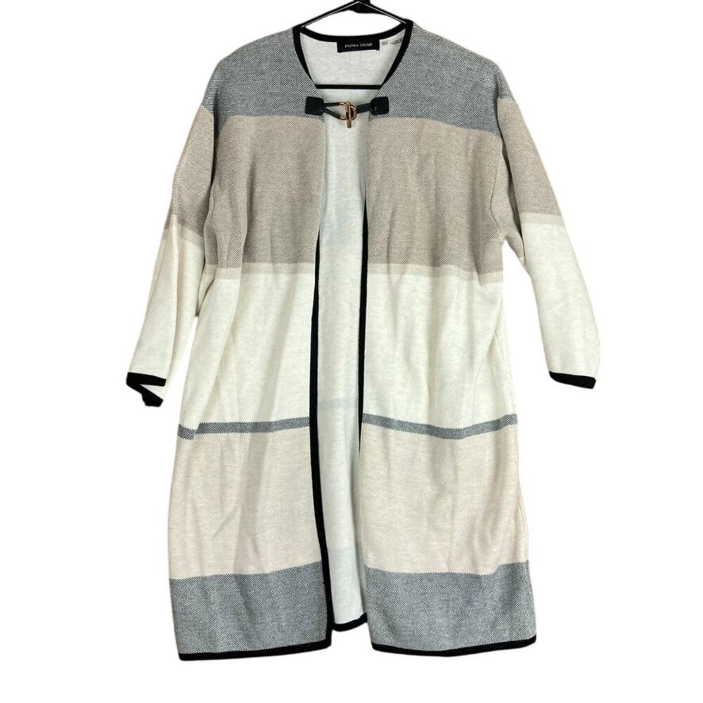 Ivanka Trump Womens Sweater Cardigan Beige Multicolored Cape Monochromatic XS